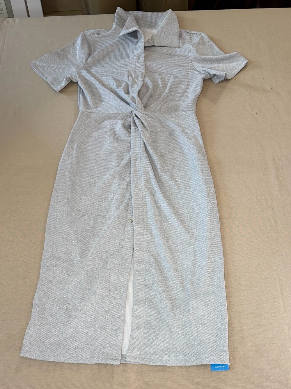 Cupshe Light Silver Gray Twist-Front Shirt Dress